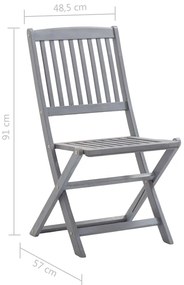 Cadeiras de exterior dobráveis 8 pcs madeira de acácia maciça