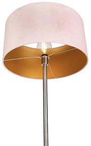 Luminária de pé em aço com abajur rosa 50 cm - Simplo Art Deco,Clássico / Antigo,Moderno