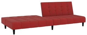 Sofá-cama de 2 lugares veludo vermelho tinto