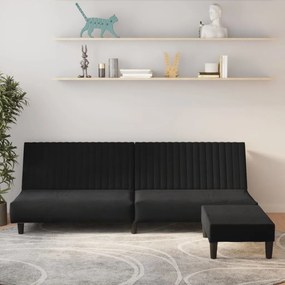 vidaXL Sofá-cama de 2 lugares com apoio de pés veludo preto