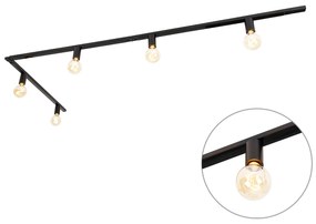 Sistema de trilhos moderno monofásico 5 luzes incl. casquilho E27 preto - Jeana Moderno