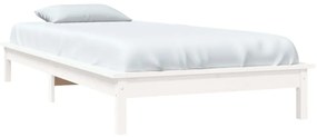 Estrutura de cama de solteiro 90x190 cm pinho maciço branco