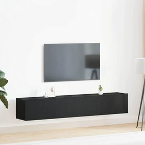 vidaXL Conjunto de Estante para TV de 2 Peças Preto em Madeira de Engenharia