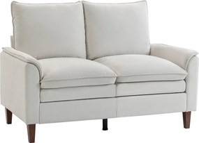 HOMCOM Sofá de 146 cm, 2 lugares, chenille com estofamento de dupla camada, almofadas com molas, assento profundo, encosto alto, creme branco | Aosom Portugal