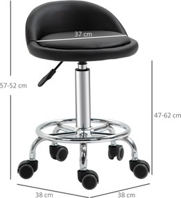 Conjunto de 2 bancos com rodas giratórias a 360° (MESA NÃO INCLUIDA), assento ajustável entre 47 e 62 cm de altura, em aço cromado com revestimento si