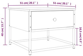 Mesa de centro 51x51x40 cm derivados de madeira cinza sonoma