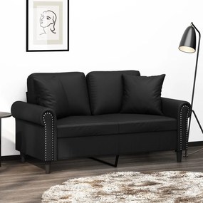 Sofá Liríus - De 2 Lugares com 2 Almofadas Decorativas - Cor Preto - E