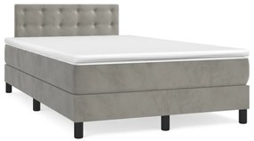 Cama boxspring com colchão 120x190 cm veludo cinzento-claro