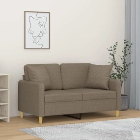 vidaXL Sofá 2 lugares c/ almofadões 120 cm tecido cinza-acastanhado