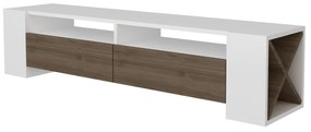 Móvel TV Sosruko – Nogueira e Branco – 155x35x35 cm