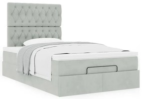 Estrutura de cama otomana com colchões cinza claro Veludo