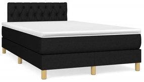 Cama box spring c/ colchão e LED 120x190 cm tecido preto