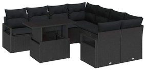 Conjunto de Sofás de Jardim com 9 Peças e Almofadas em Rattan Sintétic