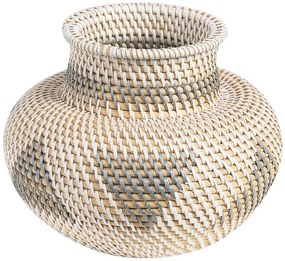 Vaso decorativo em rattan branco e cinzento 22 cm ASAHAN Beliani