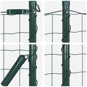 Cerca Euro da com 13 Postes 0.4x25 m de Aço Galvanizado Verde