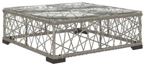 5 pcs conjunto lounge de jardim c/ almofadões vime PE cinzento