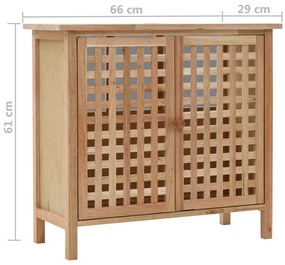 Armário para lavatório em madeira de nogueira maciça 66x29x61cm