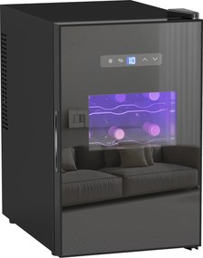 HOMCOM Cave À Vinho 15 Garrafas 39L Frigorífico para Bebidas Iluminação LED Temperatura Ajustável 8-18°C | Aosom Portugal