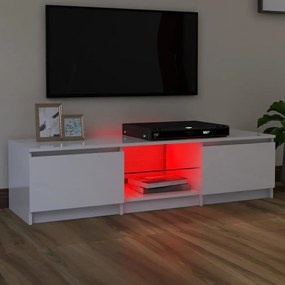 Móvel de TV Vinici com Luzes LED de 140cm - Branco Brilhante - Design
