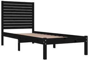 Estrutura cama pequena solteiro 75x190 cm madeira maciça preto