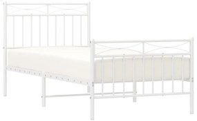 Estrutura de cama com cabeceira e pés 90x190 cm metal branco