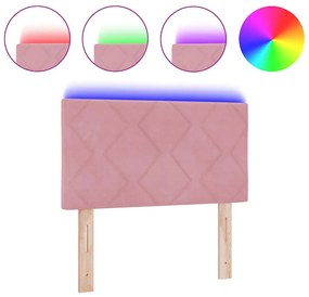 Cabeceira LED - Design de Blocos de Diamante Rosa 80 cm em Veludo