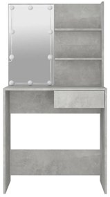 Toucador com LEDs 74,5x40x141 cm cinzento cimento