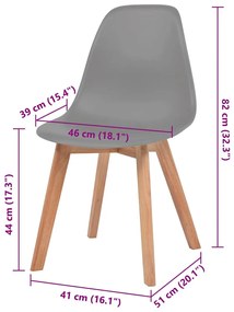 Cadeiras de jantar 6 pcs plástico cinzento