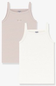 lote de 2 tops de alças finas em algodão Petit Bateau rosa-pálido