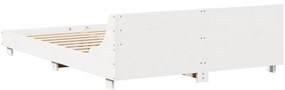 Cama sem colchão 140x190 cm madeira de pinho maciça branco