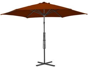 Guarda-sol de jardim com poste de aço 300x230 cm terracota