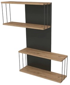 Prateleira de Parede Destan – Antracite e Carvalho – 65x96x19 cm