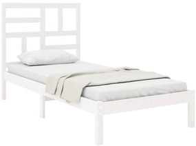Estrutura de cama 90x200 cm madeira maciça branco