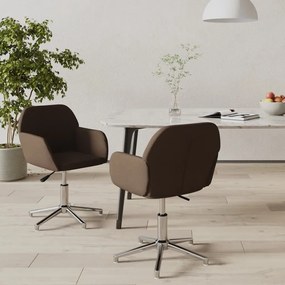 vidaXL Cadeiras de jantar giratórias 2 pcs tecido castanho-escuro