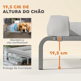 Cama Elevada para Cães com Latertais Amovíveis Cama Elevada para Cães Grandes Portátil com Malha Respirável 130x90x30 cm Cinza Claro