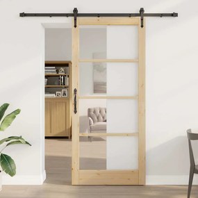 Conjunto de Porta Deslizante vidaXL com Acessórios 93x211 cm Madeira S