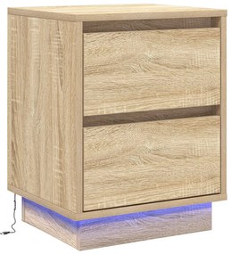 Mesa de Cabeceira  com Luzes LED Carvalho Sonoma 39x34,5x50 cm