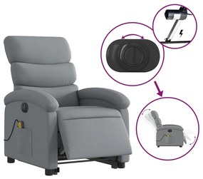 Poltrona elétrica reclinável massagens tecido cinzento-claro