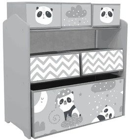 ZONEKIZ Estante Brinquedos 6 Caixas Tecido Amovíveis Organizador Prático 63x30x66 cm Cinza Ideal Quarto Crianças | Aosom Portugal