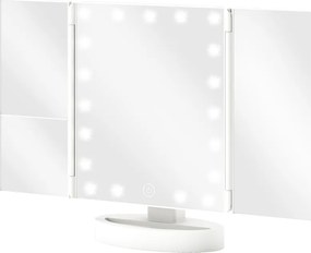 Espelho de Maquilhagem com Luz com Aumento 1x/2x/3x Rotação Livre de 180° 21 Luzes LED 28x12x18 cm Branco
