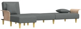 Sofá-cama em forma de L 279x140x70 cm tecido cinzento-escuro
