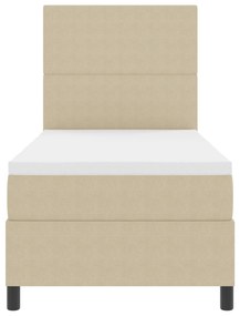 Cama Box Spring com Colchão Bege Claro 100x200 cm Tecido de Corduroy