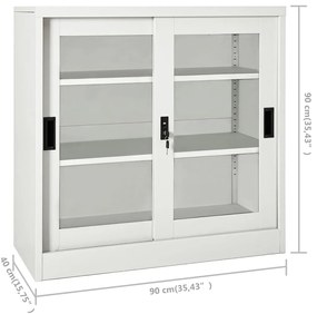 Armário com porta deslizante aço 90x40x90 cm cinzento-claro