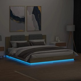 Estrutura cama c/ cabeceira/luzes LED 160x200cm carvalho sonoma