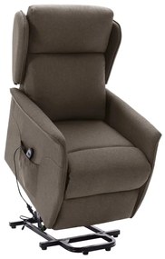 vidaXL Poltrona elevatória tecido castanho