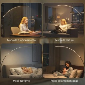 Candeeiro de Pé em Forma de Arco com Brilho e Temperaturas de Cor Ajustáveis 3000K-6500K 120x27x172 cm Prata