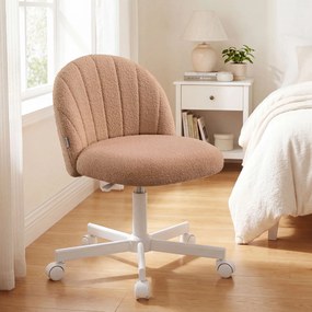 Cadeira de toucador ou cadeira de escritório, revestimento em tecido Teddy Fleece castanho caramelo