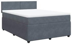 Cama com molas/colchão 140x200 cm veludo cinzento-escuro