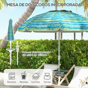 Chapéu de Sol de Praia Ø190x215 cm Chapéu de Sol para Terraço com Incl