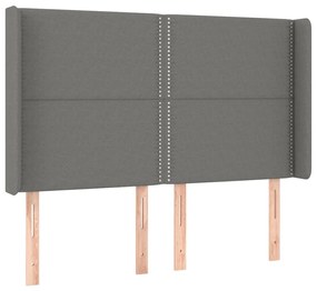 Cama box spring c/ colchão e LED 140x190 cm tecido cinza-escuro